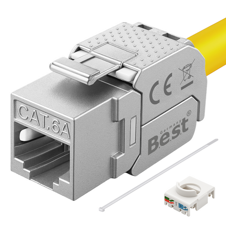 CAT6a Keystone Netzwerkmodul RJ45 – High-Speed Keystone Buchse, werkzeugfreie Montage, 10 Gbit/s, STP geschirmt, vergoldete Kontakte, kompatibel mit AWG 22–26 & Patchpanel/Netzwerkdosen