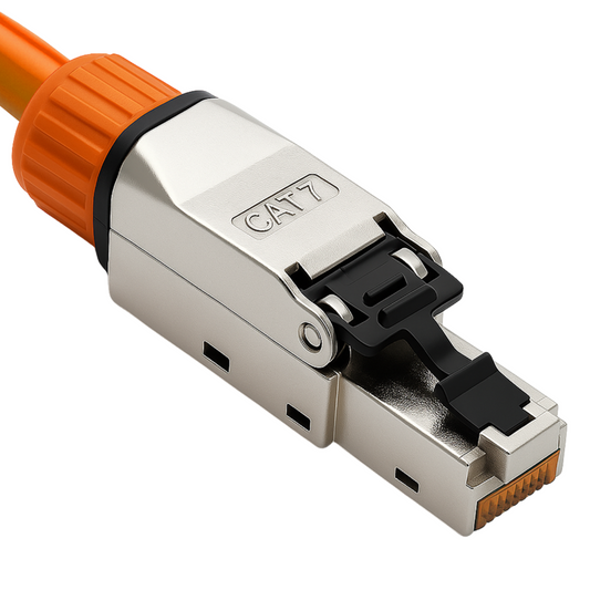 CAT 7 RJ45 Stecker  – werkzeuglose Netzwerkstecker für Ethernet, Verlegekabel & Netzwerkkabel | Gigabit fähig, STP geschirmt, 10 Gbit/s, vergoldete Kontakte