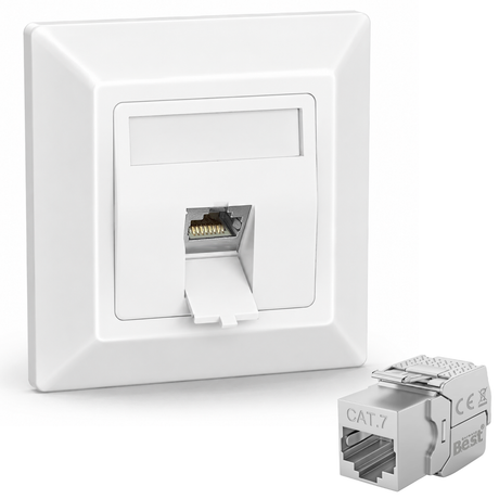 CAT 7 Unterputz Netzwerkdose RJ45 LAN Dose mit Keystone Modul 1-Port / 2-Port bis 10 Gbit/s
