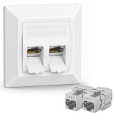 CAT 7 Unterputz Netzwerkdose RJ45 LAN Dose mit Keystone Modul 1-Port / 2-Port bis 10 Gbit/s