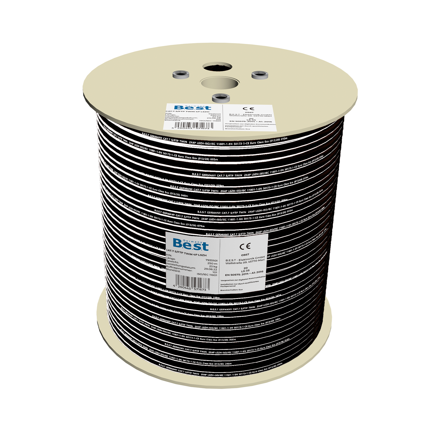 CAT 7 Outdoor Verlegekabel 250m Duplex Gigabit Netzwerkkabel KUPFER