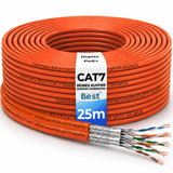 CAT 7 25M Duplex Netzwerkkabel Verlegekabel Kupfer LAN Kabel Ethernetkabel S/FTP 10 Gbit/s Kat 7 reines Kupfer Datenkabel PoE+ LSZH Datenkabel
