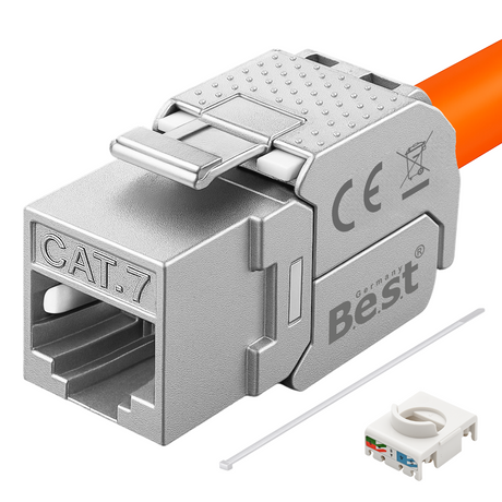 CAT 7 Keystone Netzwerkmodul RJ45 – High-Speed Keystone Buchse, werkzeugfreie Montage, 10 Gbit/s, STP geschirmt, vergoldete Kontakte, kompatibel mit AWG 22–26 & Patchpanel/Netzwerkdosen