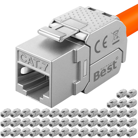 CAT 7 Keystone Netzwerkmodul RJ45 – High-Speed Keystone Buchse, werkzeugfreie Montage, 10 Gbit/s, STP geschirmt, vergoldete Kontakte, kompatibel mit AWG 22–26 & Patchpanel/Netzwerkdosen