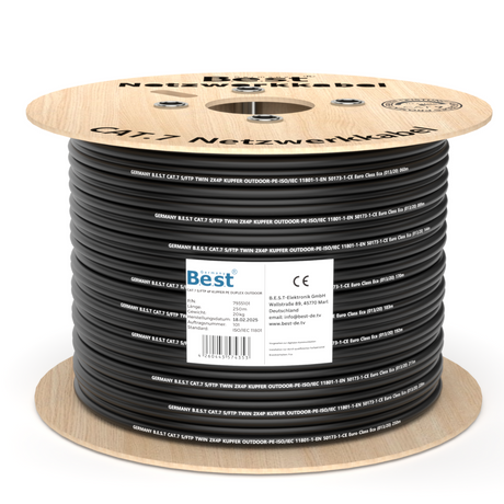 CAT 7 250M Duplex Erdkabel Netzwerkkabel Outdoorkabel LAN Kabel Ethernetkabel S/FTP 10 Gbit/s Kat 7 reines Kupfer PoE+ LSZH Datenkabel