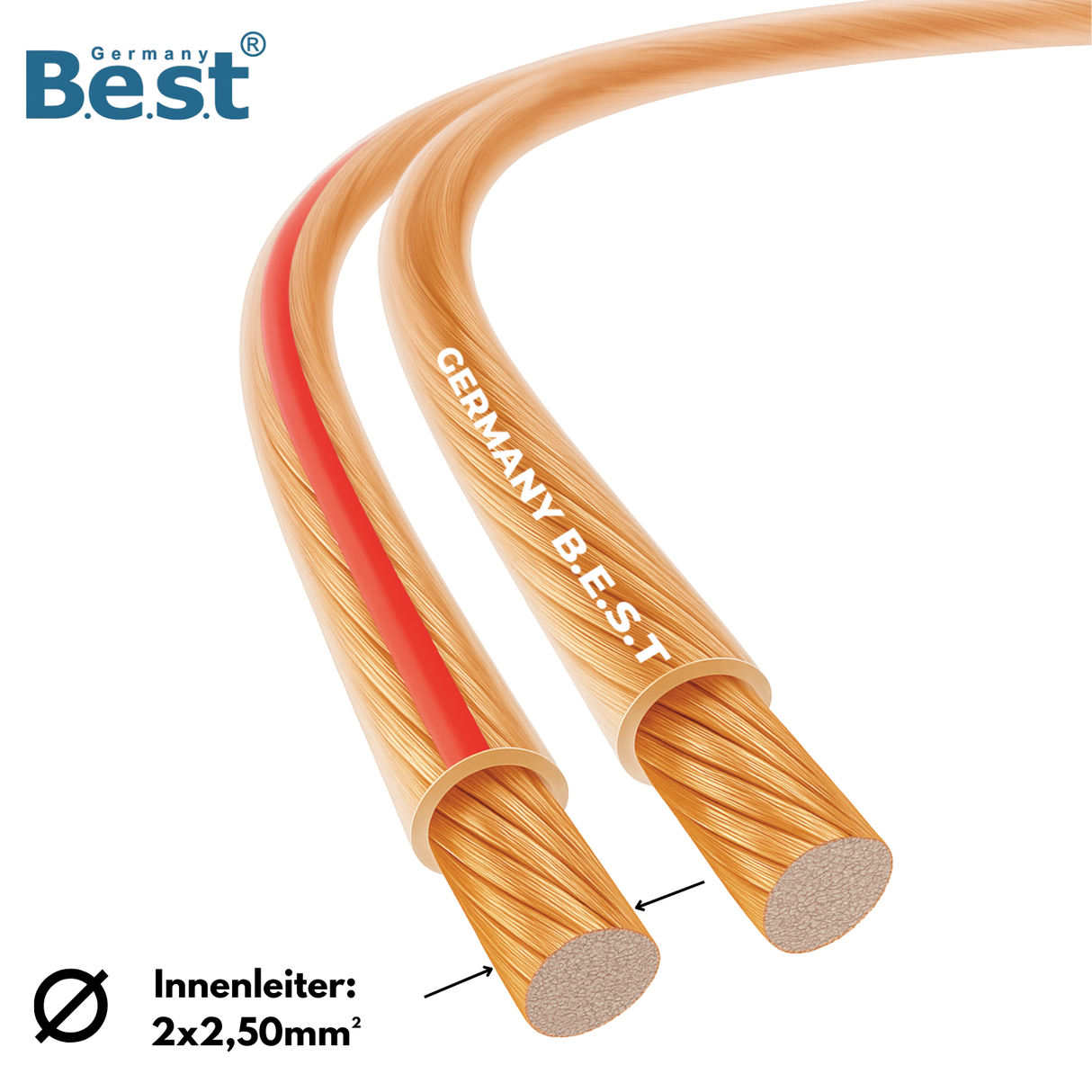 Lautsprecherkabel 25m-100m 2x2,5mm² für Lautsprecher & Heimkinosysteme, HiFi Kabel Boxenkabel CCA - Kupfer Aluminium