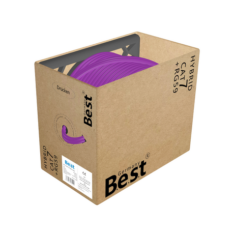 Cat7 LAN Netzwerkkabel + Sat Kabel Hybridkabel 100M 10 Gbit/s –& Koaxialkabel 4-fach Abschirmung – für Streaming, Kamerasysteme, Satellitenempfang