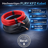 Fahrzeugleitung 0,75-6,00mm² 5-20m Rot/Schwarz FLRY-B SET 100% Vollkupfer – Fahrzeugleitung als Ring – Auto Stromkabel bis 60V – flexible Litze für PKW, LKW, Motorrad, Wohnmobil, Auto Hifi, Bordelektrik