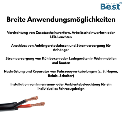 Fahrzeugleitung – Lautsprecherkabel, Subwoofer-Kabel, KFZ-Kabel in 5m bis 200m, 0,75mm², 1,5mm², 2,5mm²