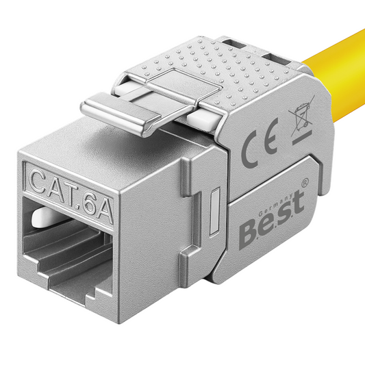 CAT6a Keystone Netzwerkmodul RJ45 – High-Speed Keystone Buchse, werkzeugfreie Montage, 10 Gbit/s, STP geschirmt, vergoldete Kontakte, kompatibel mit AWG 22–26 & Patchpanel/Netzwerkdosen