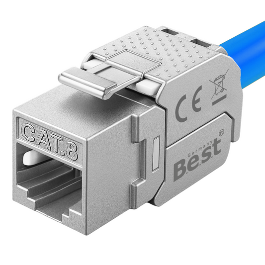 CAT 8 Keystone Netzwerkmodul RJ45 – High-Speed Keystone Buchse, werkzeugfreie Montage, 40 Gbit/s, STP geschirmt, vergoldete Kontakte, kompatibel mit AWG 22–26 & Patchpanel/Netzwerkdosen