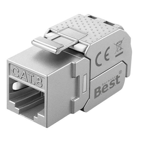 CAT 8 Keystone Netzwerkmodul RJ45 – High-Speed Keystone Buchse, werkzeugfreie Montage, 40 Gbit/s, STP geschirmt, vergoldete Kontakte, kompatibel mit AWG 22–26 & Patchpanel/Netzwerkdosen