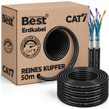 Câble Réseau Extérieur CAT 7 50M Duplex Câble Souterrain Câble LAN Câble Ethernet S/FTP 10 Gbit/s Cat 7 Cuivre Pur PoE+ Câble de Données LSZH