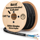 CAT 7 500M Simplex Erdkabel Netzwerkkabel Outdoorkabel LAN Kabel Ethernetkabel S/FTP 10 Gbit/s Kat 7 reines Kupfer PoE+ LSZH Datenkabel