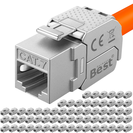 CAT 7 Keystone Netzwerkmodul RJ45 – High-Speed Keystone Buchse, werkzeugfreie Montage, 10 Gbit/s, STP geschirmt, vergoldete Kontakte, kompatibel mit AWG 22–26 & Patchpanel/Netzwerkdosen