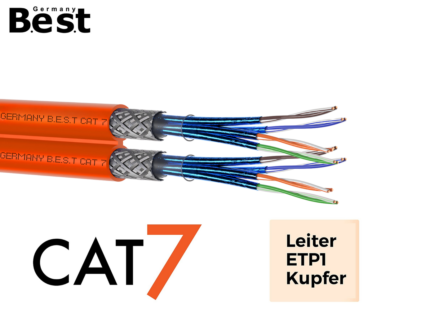 CAT 7 25M Duplex Netzwerkkabel Verlegekabel Kupfer LAN Kabel Ethernetkabel S/FTP 10 Gbit/s Kat 7 reines Kupfer Datenkabel PoE+ LSZH Datenkabel