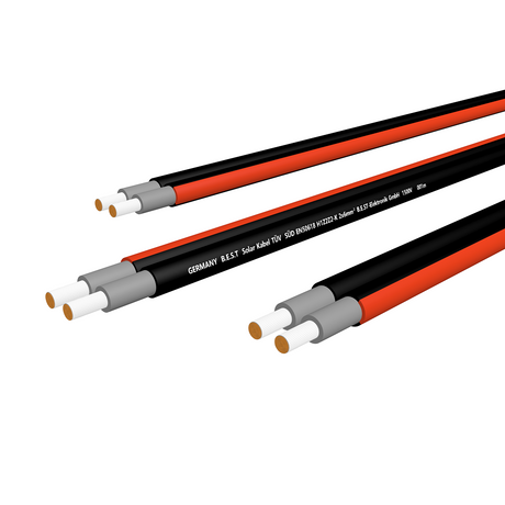 Solarkabel Duplex PV Kabel 4-6mm2 TÜV Zertifiziertes Solar Kabel aus Kupfer, Photovoltaik Kabel 50-100m Schwarz und Rot