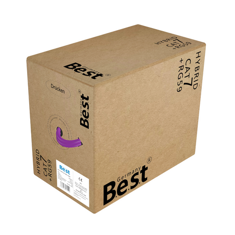 Cat7 LAN Netzwerkkabel + Sat Kabel Hybridkabel 100M 10 Gbit/s –& Koaxialkabel 4-fach Abschirmung – für Streaming, Kamerasysteme, Satellitenempfang