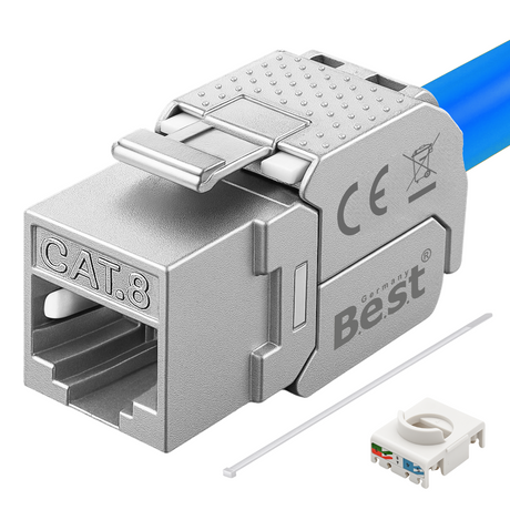 CAT 8 Keystone Netzwerkmodul RJ45 – High-Speed Keystone Buchse, werkzeugfreie Montage, 40 Gbit/s, STP geschirmt, vergoldete Kontakte, kompatibel mit AWG 22–26 & Patchpanel/Netzwerkdosen