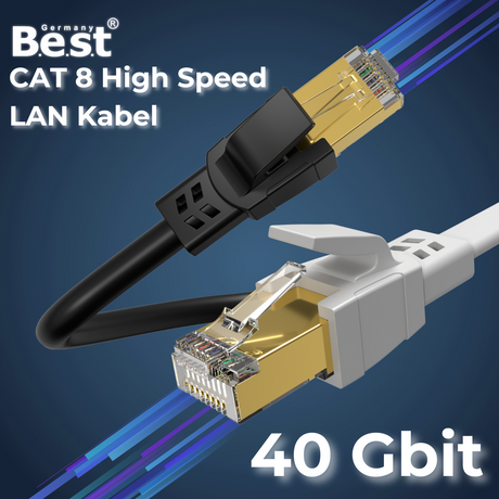 LAN Kabel CAT 8.1 Netzwerkkabel Patchkabel 40,0 Gbits RJ45 S/FTP Kupfer PiMF für PC Router Modem Switch