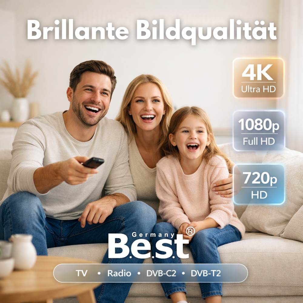 Germany B.e.s.t Koaxialkabel 100 M SAT-Kabel | 4K Ultra HD | Class A+ | DVB-S/S2 DVB-C DVB-T BK Anlagen | 5Fach Geschirmt | 135dB