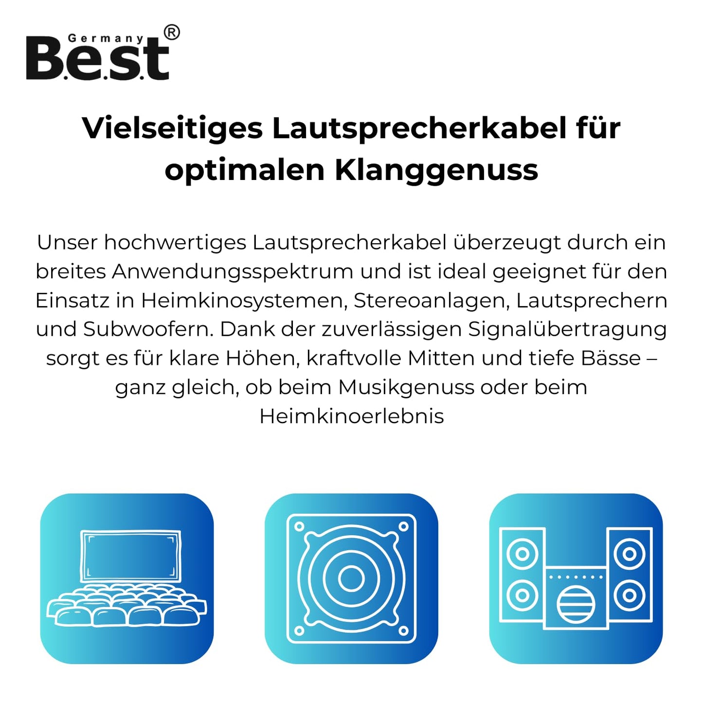 Lautsprecherkabel 25m-100m 2x2,5mm² für Lautsprecher & Heimkinosysteme, HiFi Kabel Boxenkabel CCA - Kupfer Aluminium