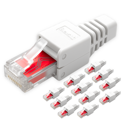 Netzwerkstecker RJ45 CAT7 CAT6 werkzeugfrei - Werkzeugloser LAN UTP Kabel Stecker für CAT5, CAT6, CAT7 - Geeignet für Verlege- und Patchkabel