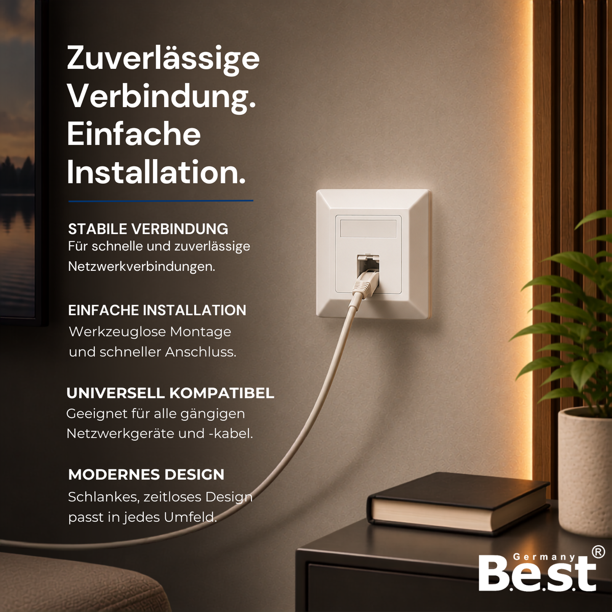 CAT 7 Unterputz Netzwerkdose RJ45 LAN Dose mit Keystone Modul 1-Port / 2-Port bis 10 Gbit/s