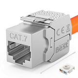 CAT 7 Keystone Netzwerkmodul RJ45 – High-Speed Keystone Buchse, werkzeugfreie Montage, 10 Gbit/s, STP geschirmt, vergoldete Kontakte, kompatibel mit AWG 22–26 & Patchpanel/Netzwerkdosen