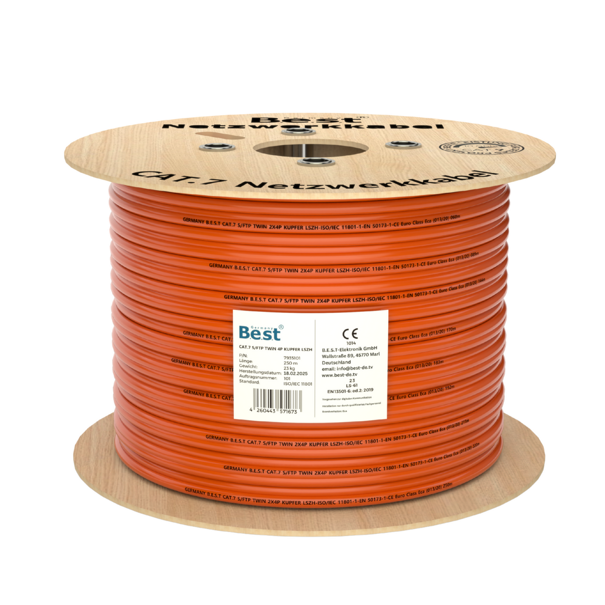 CAT 7 250M Duplex Netzwerkkabel Verlegekabel Kupfer LAN Kabel Ethernetkabel S/FTP 10 Gbit/s Kat 7 reines Kupfer Datenkabel PoE+ LSZH Datenkabel