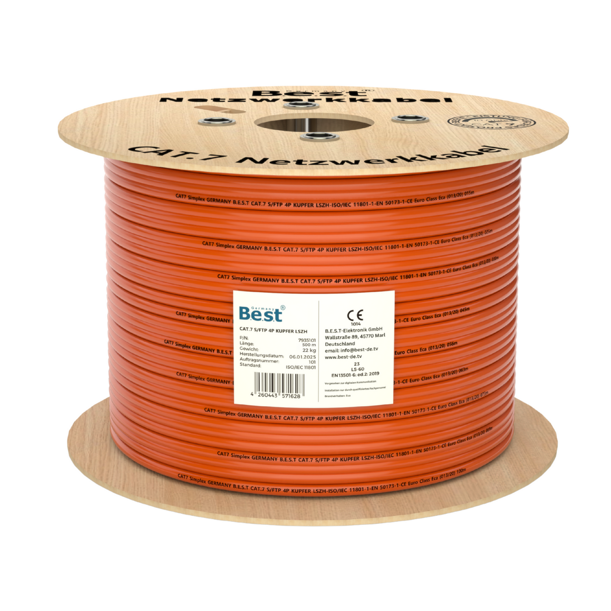 CAT 7 500M Simplex Netzwerkkabel Verlegekabel Kupfer LAN Kabel Ethernetkabel S/FTP 10 Gbit/s Kat 7 reines Kupfer Datenkabel PoE+ LSZH Datenkabel