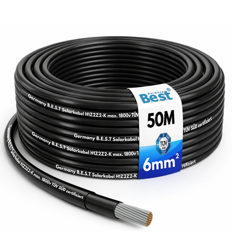 Solarkabel 4mm² 6mm² PV Kabel H1Z2Z2-K Photovoltaik Solarleitung Rot Schwarz 50m 100m für Solaranlage PV Anlage (Kopie)