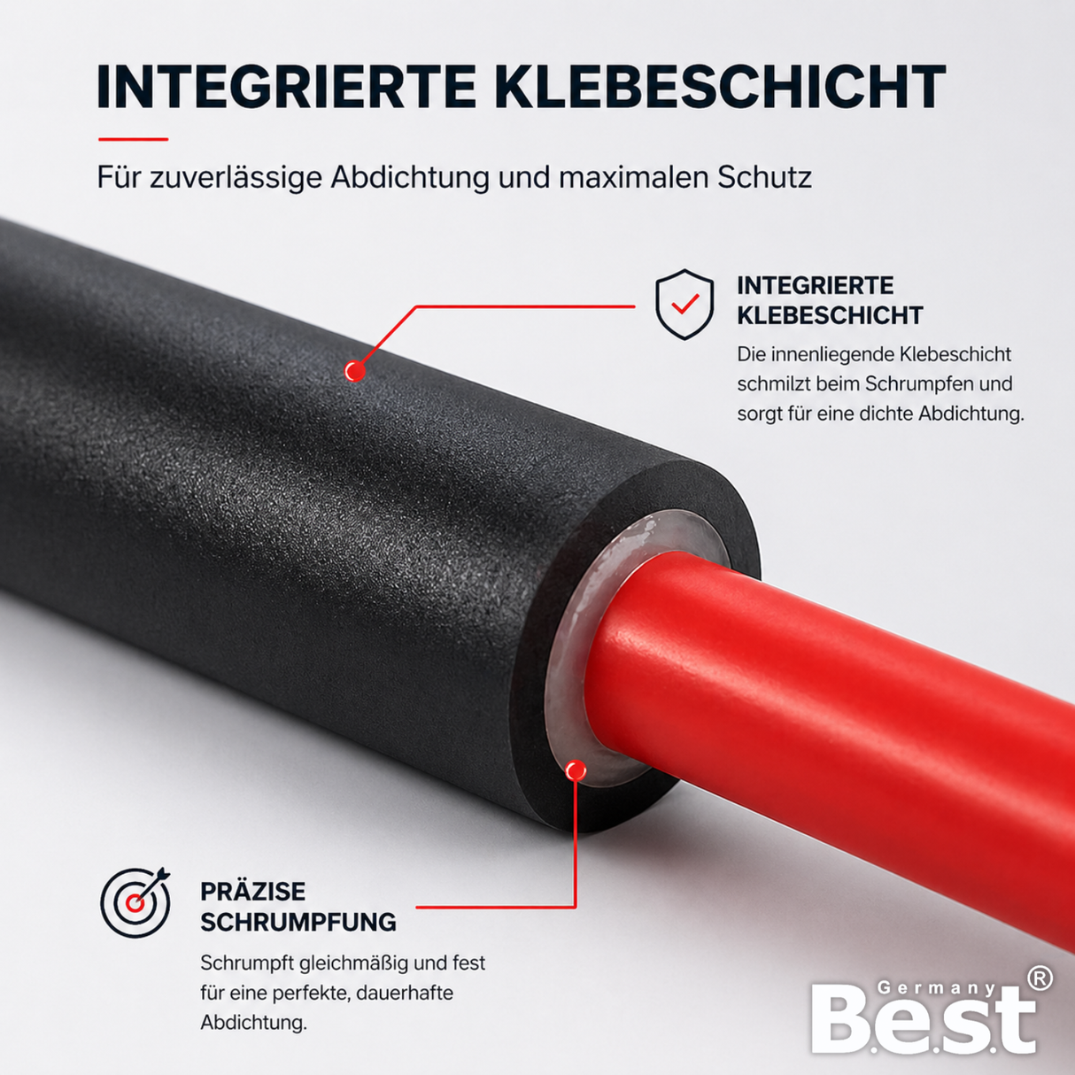 Schrumpfschlauch wasserdicht 2m Ø8-52mm mit Innenkleber, 4:1 Schrumpfverhältnis, PVC hitzebeständig & flammhemmend, Kabelisolierung, KFZ Elektrik, Lötstellen, Reparatur, Elektrotechnik, DIY Set