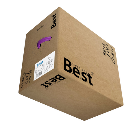 Cat7 LAN Netzwerkkabel + Sat Kabel Hybridkabel 100M 10 Gbit/s –& Koaxialkabel 4-fach Abschirmung – für Streaming, Kamerasysteme, Satellitenempfang