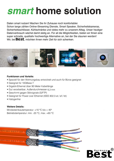 CAT 7 25M Duplex Netzwerkkabel Verlegekabel Kupfer LAN Kabel Ethernetkabel S/FTP 10 Gbit/s Kat 7 reines Kupfer Datenkabel PoE+ LSZH Datenkabel