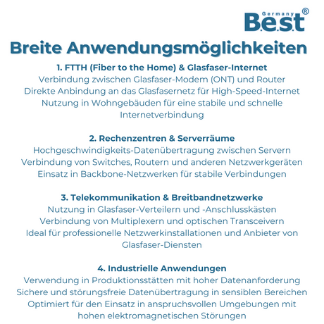 Glasfaserkabel 0,5-100M Simplex LC/APC - LC/APC LSZH Patchkabel LWL 3,00mm Patchcord