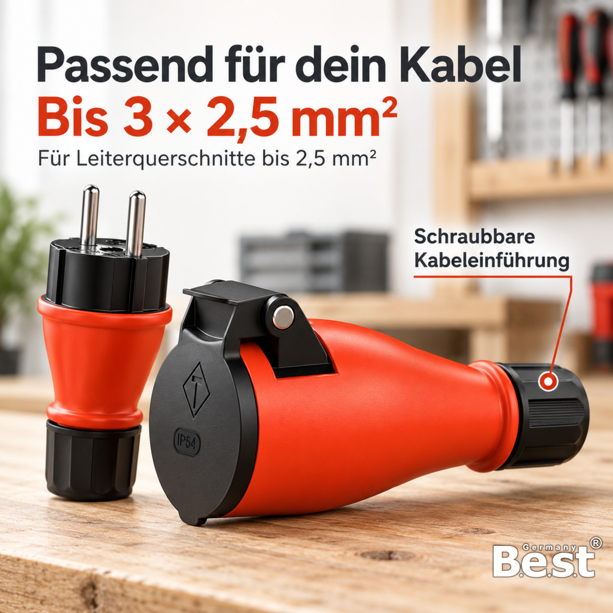 Schukostecker & Schukokupplung Set IP54 16A 250V Außen Garten Stecker Dose