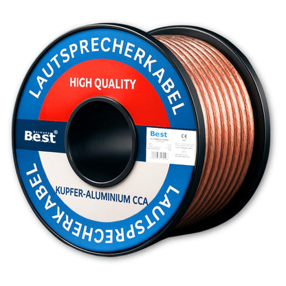 Lautsprecherkabel 25m-100m 2x2,5mm² für Lautsprecher & Heimkinosysteme, HiFi Kabel Boxenkabel CCA - Kupfer Aluminium