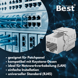 CAT 7 Keystone Netzwerkmodul RJ45 – High-Speed Keystone Buchse, werkzeugfreie Montage, 10 Gbit/s, STP geschirmt, vergoldete Kontakte, kompatibel mit AWG 22–26 & Patchpanel/Netzwerkdosen