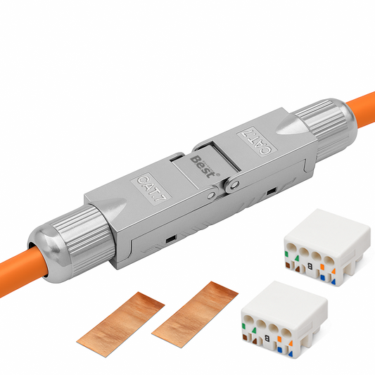 CAT 7 Netzwerkverbinder werkzeuglos STP Kupplung feldkonfektionierbar für Ethernetkabel Verlegekabel LAN Kabel Kabelverbinder