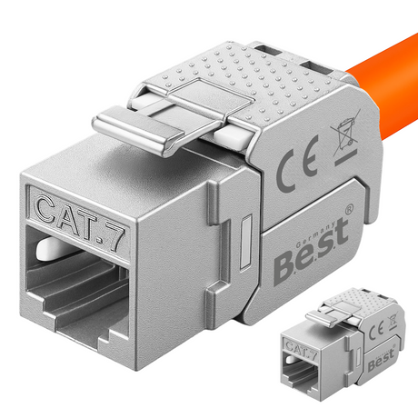CAT 7 Keystone Netzwerkmodul RJ45 – High-Speed Keystone Buchse, werkzeugfreie Montage, 10 Gbit/s, STP geschirmt, vergoldete Kontakte, kompatibel mit AWG 22–26 & Patchpanel/Netzwerkdosen