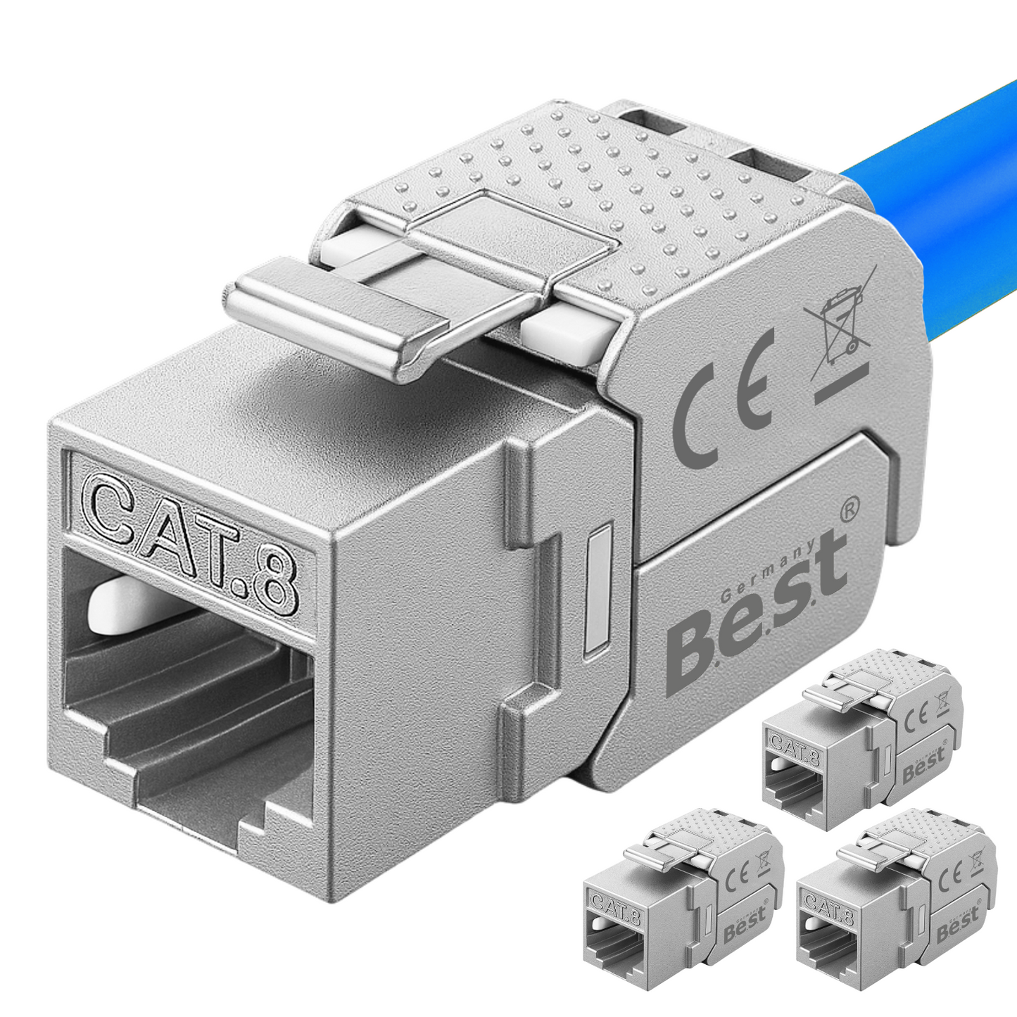 CAT 8 Keystone Netzwerkmodul RJ45 – High-Speed Keystone Buchse, werkzeugfreie Montage, 40 Gbit/s, STP geschirmt, vergoldete Kontakte, kompatibel mit AWG 22–26 & Patchpanel/Netzwerkdosen