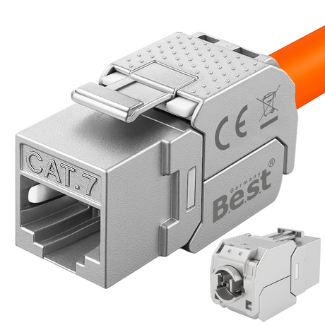 CAT 7 Keystone Netzwerkmodul RJ45 – High-Speed Keystone Buchse, werkzeugfreie Montage, 10 Gbit/s, STP geschirmt, vergoldete Kontakte, kompatibel mit AWG 22–26 & Patchpanel/Netzwerkdosen