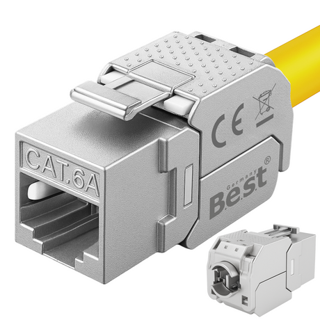 CAT6a Keystone Netzwerkmodul RJ45 – High-Speed Keystone Buchse, werkzeugfreie Montage, 10 Gbit/s, STP geschirmt, vergoldete Kontakte, kompatibel mit AWG 22–26 & Patchpanel/Netzwerkdosen