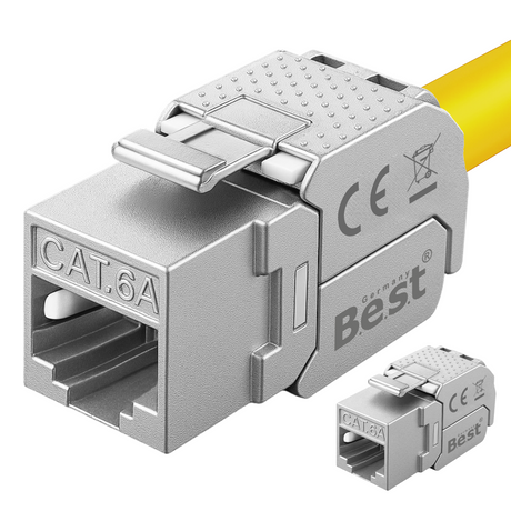 CAT6a Keystone Netzwerkmodul RJ45 – High-Speed Keystone Buchse, werkzeugfreie Montage, 10 Gbit/s, STP geschirmt, vergoldete Kontakte, kompatibel mit AWG 22–26 & Patchpanel/Netzwerkdosen