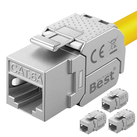 CAT6a Keystone Netzwerkmodul RJ45 – High-Speed Keystone Buchse, werkzeugfreie Montage, 10 Gbit/s, STP geschirmt, vergoldete Kontakte, kompatibel mit AWG 22–26 & Patchpanel/Netzwerkdosen