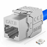 CAT 8 Keystone Netzwerkmodul RJ45 – High-Speed Keystone Buchse, werkzeugfreie Montage, 40 Gbit/s, STP geschirmt, vergoldete Kontakte, kompatibel mit AWG 22–26 & Patchpanel/Netzwerkdosen