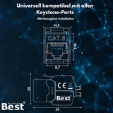 CAT 8 Keystone Netzwerkmodul RJ45 – High-Speed Keystone Buchse, werkzeugfreie Montage, 40 Gbit/s, STP geschirmt, vergoldete Kontakte, kompatibel mit AWG 22–26 & Patchpanel/Netzwerkdosen