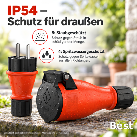 Schukostecker & Schukokupplung Set IP54 16A 250V Außen Garten Stecker Dose