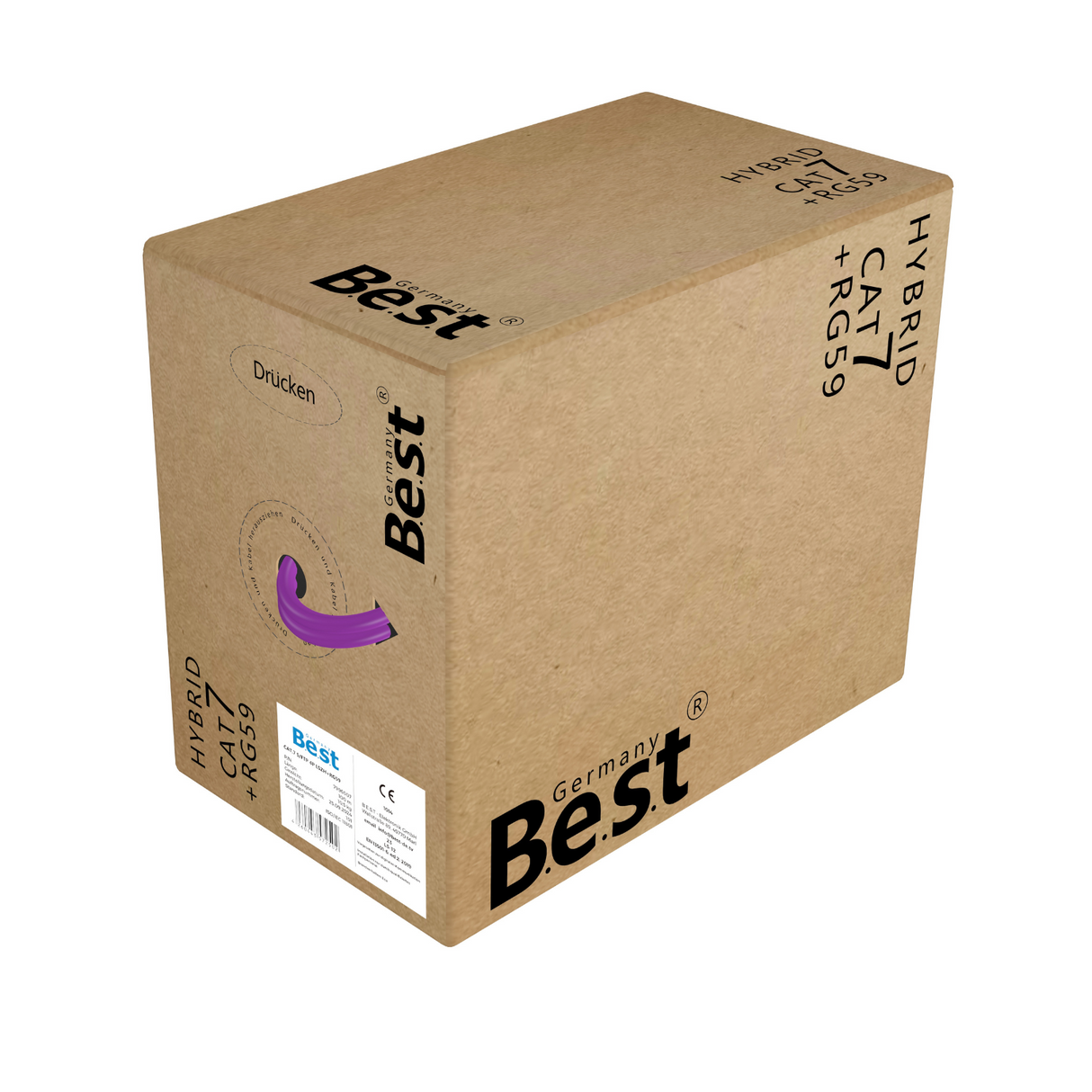 Câble réseau LAN Cat7 + câble hybride satellite 100M 10 Gbit/s – Câble coaxial 4 couches blindé – pour le streaming, les systèmes de caméras, la réception satellite